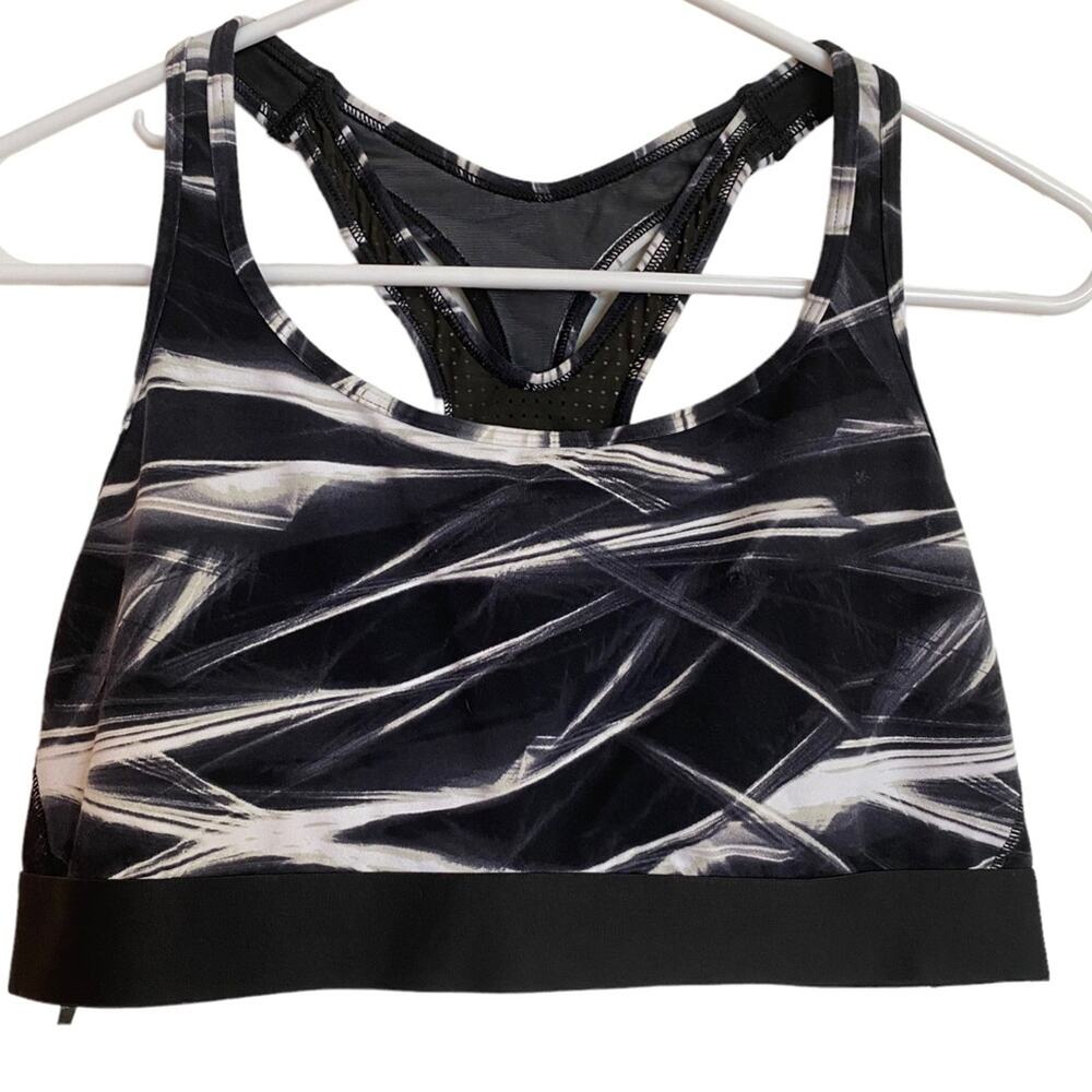 Victoria Sport RACERBACK Bra Black White Non Padded Mesh Lined XL